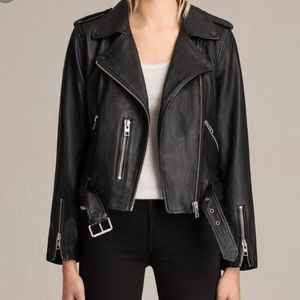 AllSaints Balfern Leather Moto Jacket in Black